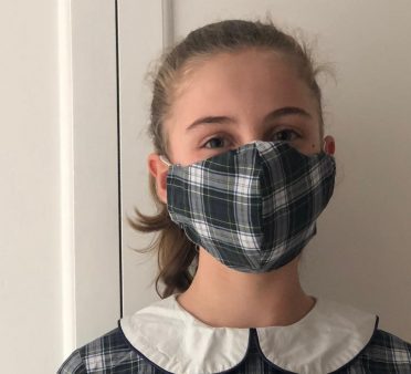 Mask made from old school uniform