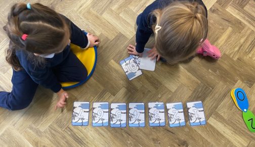 children completing a card sort