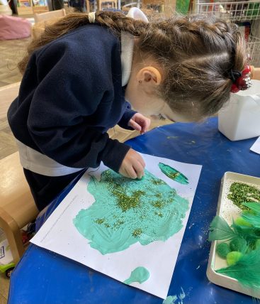 Peregrines Nursery painting for St Patrick's Day