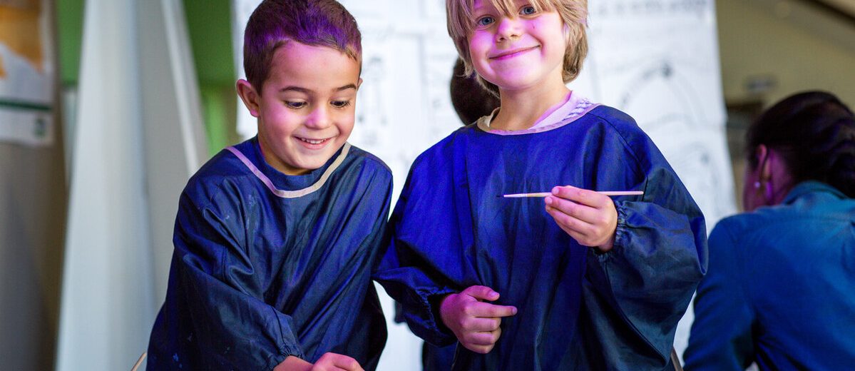 students in a painting session